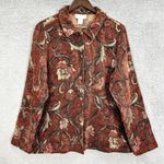 Susan Graver  Button Up Shirt Size XL Brown Tapestry Boho Artsy Earthy Whimsigoth Photo 0
