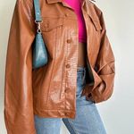 Princess Polly Brown Leather Jacket Photo 0