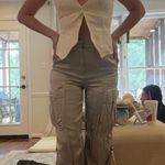 ZARA Silver satin  cargo jogger  Photo 3