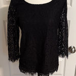 Three Pink Hearts | Elegant Black Lace Lined Top with Sheer Sleeves Photo 0