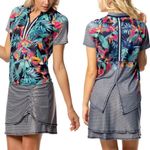 Lucky in Love Samba Tie Back Birds of Paradise Golf Polo (M) EUC Blue Size M Photo 1