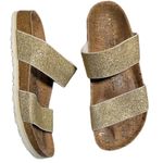 Birkenstock Birki's Gold Glitter Double Strap Cork Footbed Slide Sandals 36 5 N Photo 0