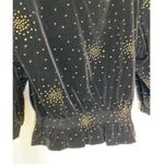 Portrait Vintage Black & Metallic Gold Fleck Peplum Velour Jacket Zipper Sz Lg Photo 6