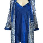Morgan Taylor  Intimates Set Kimono Robe Chemise Night Slip Blue Floral Sm NWTS Photo 0