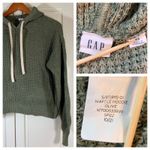 Gap ‎ Womens XS Olive Green Waffle Knit Hoodie Drawstring Pullover Casual Photo 15