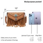 Western Fringed Brown Crossbody Bag with Turquoise Accent Photo 6