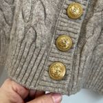 H&M Cable Knit Cropped Cardigan Taupe Small Gold Buttons Soft Knit Cottagecore Photo 6