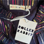 Roller Rabbit  Janni Rainbow Lurex Stripe Tiered Dress Dark Navy Size XS NWT Photo 8