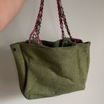 Goldie  Olive Tote with Pink Ribbon Detail Photo 4