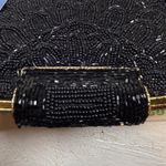 Vintage Black Beaded Clutch Evening Bag with Chain Strap Photo 3