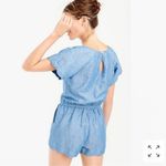 J.Crew  Linen/Cotton Blend Scalloped Sleeve Romper Size Large Photo 1