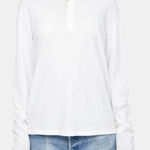 Lacausa  Vintage Henley Womens Top Cotton Long Sleeve White Size L Photo 0