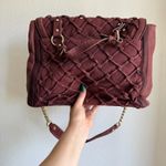 Pour La Victoire Knotted Leather Canvas Satchel Shoulder Bag in Oxblood & Gold Photo 13