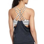 Athleta  tank Navy Blue Hyper Stripe Built sports bra woman's size Medium Photo 2