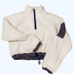 Forever 21 Sherpa Sweatshirt Cropped White Leopard Trim M Photo 0