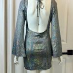 Thirty Thirty Romantic Sequined Stretchable Long Sleeve Dress Sz M Silver Size M Photo 1