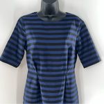 Lands' End Canvas Line Navy & Black Striped Mini Short Sleeve Sheath Dress-Sz 6 Photo 1