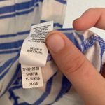 Athleta  Blue Stripe Serenity Muscle Tee Tank Open Back Silk Blend Sleeveless Photo 4