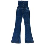 SER.O.YA Free People Women’s April Strapless Denim Flared DeepSea Blue Jumpsuit Size M Photo 1