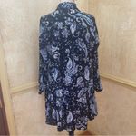 ZARA  PRINTED SHIRT FLOUNCED DRESS BLUE BLACK PAISLEY PRINT LONG SLEEVES SZ S Photo 6