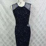 Parker  Black‎ Illusion Sequin Blue Cocktail Sheath Mini Dress Size L NWOT $460 Photo 5