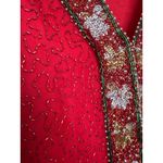 Laurence Kazar Vintage Laurence Kazer Silk beaded red formal cardigan Jacket Coat hoilday large Photo 9