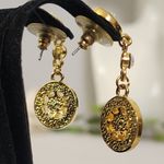 Statement Green and Gold Floral Necklace and Earrings Set Photo 10