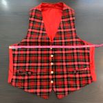 Women's Christmas Vest Reversible Plaid Red Holiday Gold Button Front Pockets Size M Photo 6