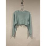 TALA Sweatshirt Womens Small Green Cropped Fleece Long Sleeve Logo Pullover Photo 2