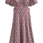 NWT Boden cutout sweetheart floral satin tea dress v neck 14 R size Purple Photo 0