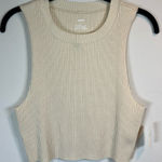 Aerie  Ribbed Raw Edge Cropped Tank Top Cream Sleeveless Shirt NEW  Women's Large Photo 0