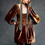 Free People  Farrier Velvet
Mini Dress -  Size XS
NWOT Deep Olive last picture Photo 0