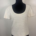 Vince Open Stitch Short Sleeve Cotton Sweater crochet style ivory medium Photo 0