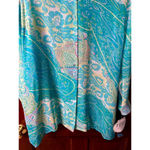 VINTAGE NWT Tess Dress Sz 18 (runs small) Sheer Silk 1/2 Button Paisley Blouse Blue Size L Photo 2