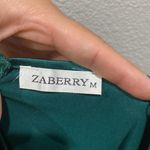 Zaberry Hunter Dark Green Satin Cowl Slouch Neck Leg Ruching Midi Dress Size M Blue Size M Photo 4