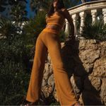 ZARA  Women's Orange Striped Crotchet Knit Pants Flare Size Medium D31 Photo 1