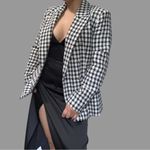 ZARA  New Ecru/Black Long Sleeve Lapel Collar Plaid Double Breasted Blazer Size S Photo 15