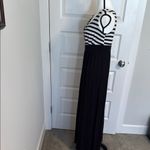 kim rogers Black and White Striped Maxi Dress Photo 2