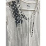 SO White Womens V-Neck Tee With Abstract Flag Graphic By Photo 1