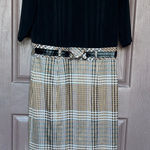 Robbie Bee  Black and Tan Plaid Midi Dress Photo 0