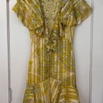 Karen Millen NEW Cutwork Applique Paisley Butter Yellow Ruffle Dress Photo 5