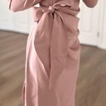 Satin Pink Bow Midi Dress Size XS Photo 0