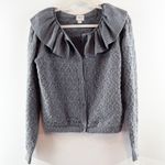 Maeve  Anthropologie Wool Blend Pointelle Cardigan Sweater Carbon Gray Medium Photo 3