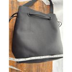Pebbled Vegan Leather Drawstring Detachable Strap Bucket Bag Black Photo 4