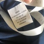 Azazie  Alayna Short Bridesmaid A Line Dress Navy Sz J12  High Neck Sheer Chiffon Photo 9