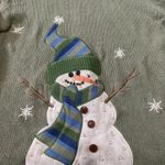 Mandal Bay Snowman Sweater XXL Christmas Green 1/4 Zip Ribbed Cuff Embellished Size 2X Photo 1