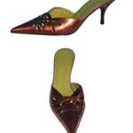 Donald Pliner Copper Antique Metallic Couture Leather Mule Shoe NWT New $245 Gold Size 6.5 Photo 3