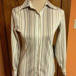 Vtg 70s striped big collar shirt Brown Photo 4