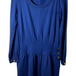 See By Chloe  Blue Day Dress Womens Size 4 Blue Gold Buttons Logo Bow Photo 0