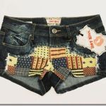 Hot Kiss 𝅺 Americana denim patchwork patriotic short shorts Jr size 7 Photo 2